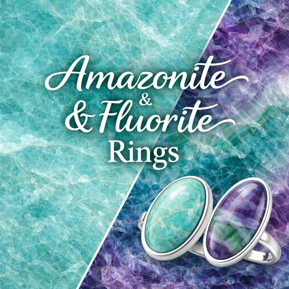 Amazonite and Fluorite Rings